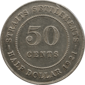50 centow 1921 straits settlements a
